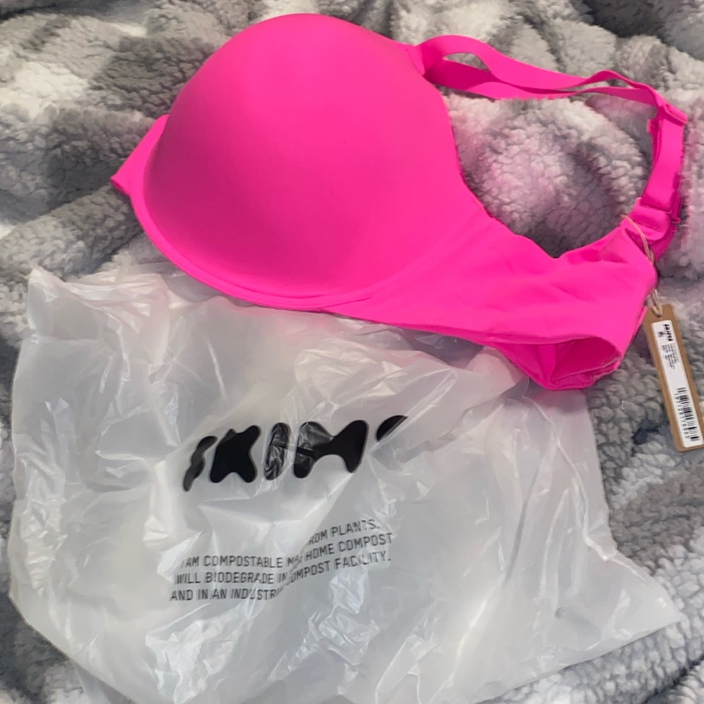 SKIMS, neon pink bra